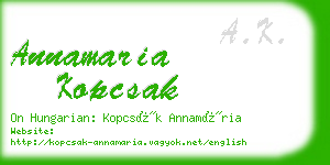 annamaria kopcsak business card